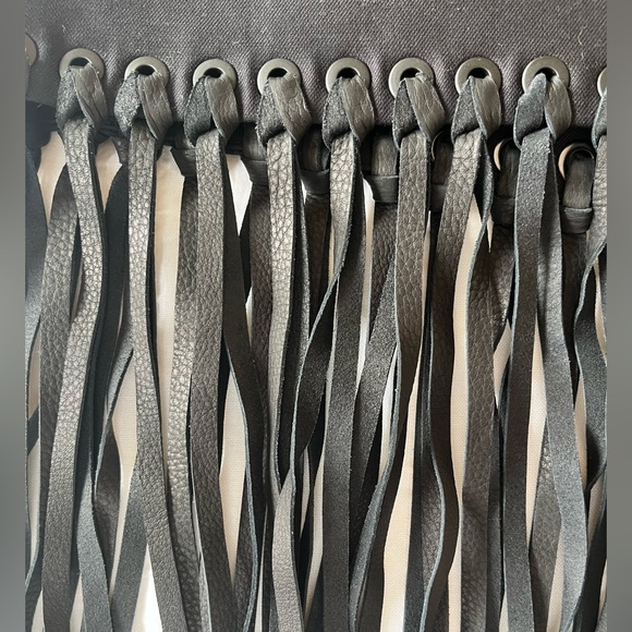 Alexander Wang Black Mini Skirt with Leather Fringe - Picture 5 of 7